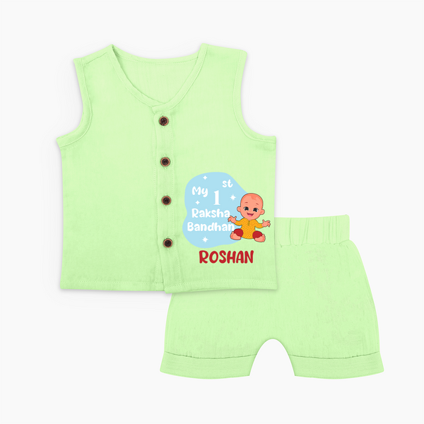 Newborn Jabla Set | Celebrate My First Raksha Bandhan in Style - PASTEL GREEN - 0 - 3 Months Old (Chest 9.8")