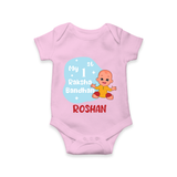 My First Raksha Bandhan Infant Romper  - BABY PINK - New Born (Chest 14")
