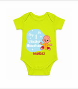 My First Raksha Bandhan Infant Romper  - LIME GREEN - New Born (Chest 14")