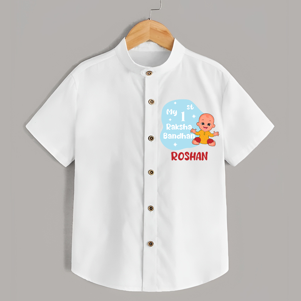 Newborn Shirt | Celebrate My First Raksha Bandhan in Style - WHITE - 0 - 6 Months Old (Chest 23")