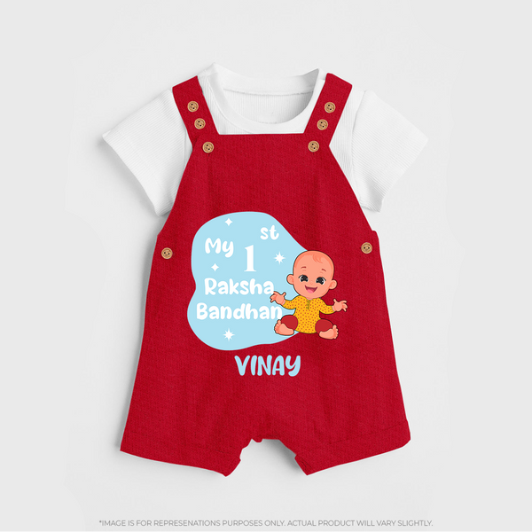 My First Raksha Bandhan Infant Dungaree  - RED - 0 - 5 Months Old (Chest 18")