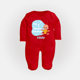 My First Raksha Bandhan Infant Fullbody Suit  - RED - New Born (Chest 7.5")