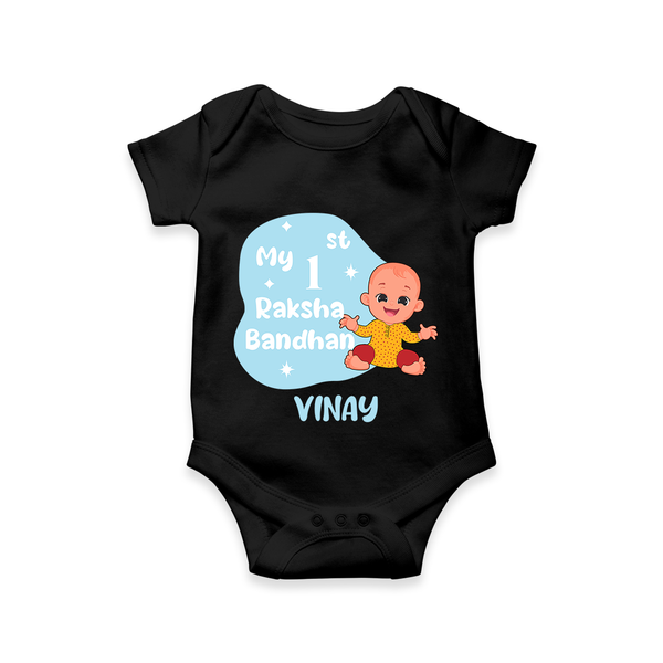 My First Raksha Bandhan Infant Romper  - BLACK - New Born (Chest 14")