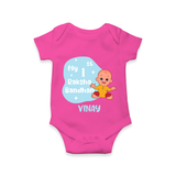 Newborn Romper | Celebrate My First Raksha Bandhan in Style - HOT PINK - New Born (Chest 14")