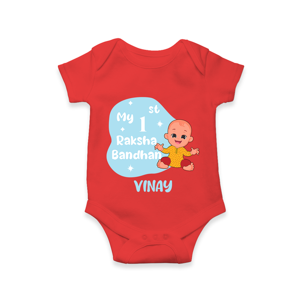 My First Raksha Bandhan Infant Romper  - RED - New Born (Chest 14")