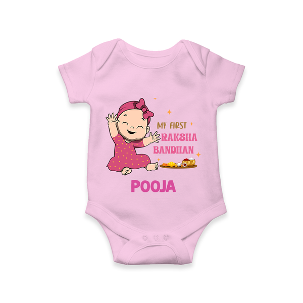 Baby Girl First Raksha Bandhan Rompe - BABY PINK - New Born (Chest 14")