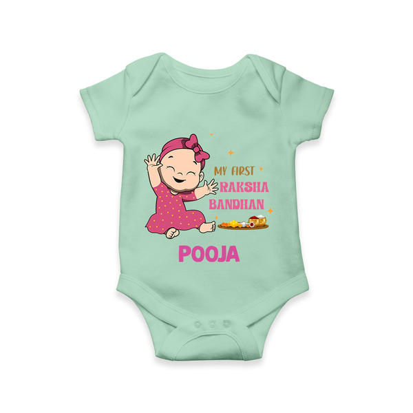 Baby Girl First Raksha Bandhan Rompe - MINT GREEN - New Born (Chest 14")