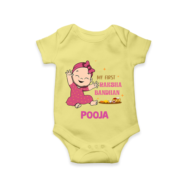 Baby Girl First Raksha Bandhan Rompe - PASTEL YELLOW - New Born (Chest 14")
