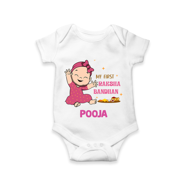 Baby Girl First Raksha Bandhan Rompe - WHITE - New Born (Chest 14")