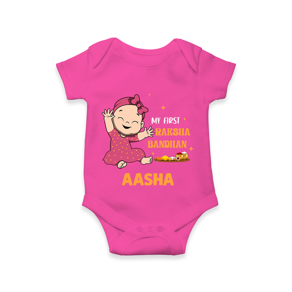 Baby Girl First Raksha Bandhan Rompe - HOT PINK - New Born (Chest 14")