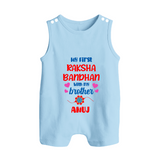 Infant First Rakhi Button Romper - BABY BLUE - New Born (Chest 18")