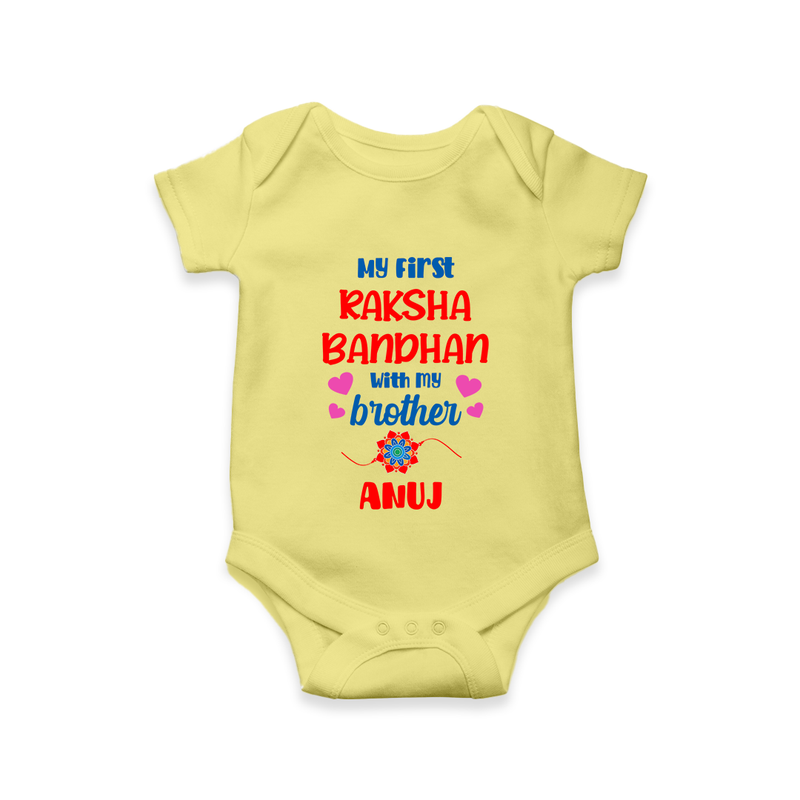 Infant Romper | Adorable Outfit for First Rakhi Celebration - PASTEL YELLOW - New Born (Chest 14")