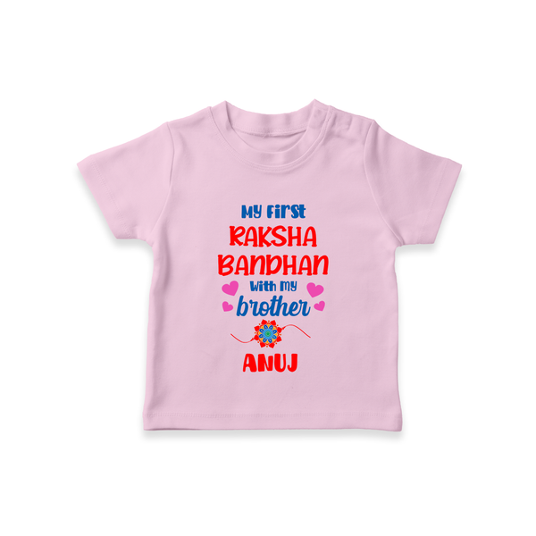 Infant T-Shirt | Adorable Outfit for First Rakhi Celebration - BABY PINK - 0-5 Months Old (Chest 17")