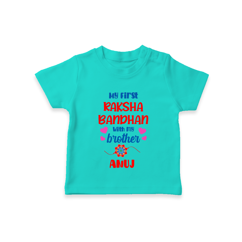 Infant T-Shirt | Adorable Outfit for First Rakhi Celebration - TEAL - 0-5 Months Old (Chest 17")