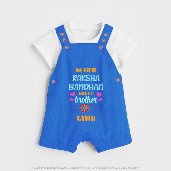Infant Dungaree Set | Adorable Outfit for First Rakhi Celebration - COBALT BLUE - 0 - 5 Months Old (Chest 18")