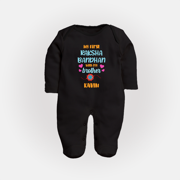 Infant First Rakhi Fullbody Suit - BLACK - New Born (Chest 7.5")