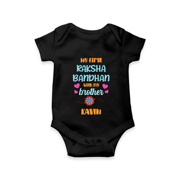 Infant Romper | Adorable Outfit for First Rakhi Celebration - BLACK - New Born (Chest 14")
