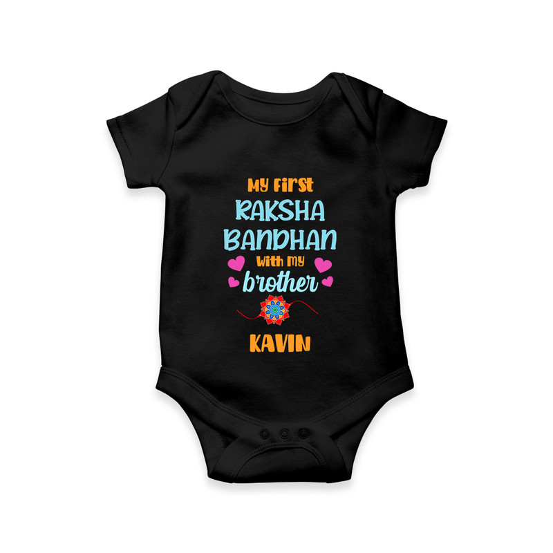 Infant Romper | Adorable Outfit for First Rakhi Celebration - BLACK - New Born (Chest 14")