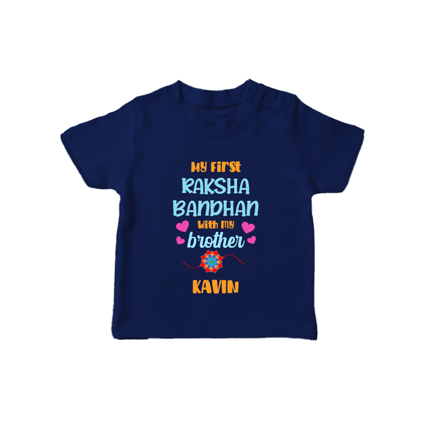 Infant T-Shirt | Adorable Outfit for First Rakhi Celebration - NAVY BLUE - 0-5 Months Old (Chest 17")