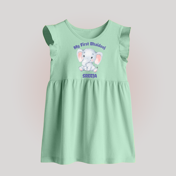 My First Bhai Dooj Baby Baby Frock - MINT GREEN - 0 - 3 Months Old (Chest 17")