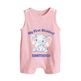 My First Bhai Dooj Baby Button Romper - BABY PINK - New Born (Chest 18")