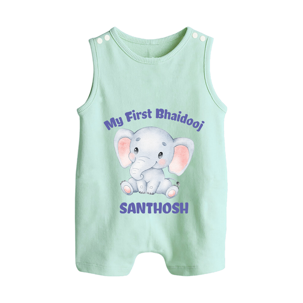 My First Bhai Dooj Baby Button Romper - MINT GREEN - New Born (Chest 18")
