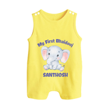 My First Bhai Dooj Baby Button Romper - PASTEL YELLOW - New Born (Chest 18")