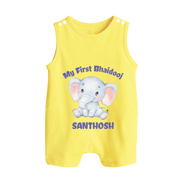 My First Bhai Dooj Baby Button Romper - PASTEL YELLOW - New Born (Chest 18")
