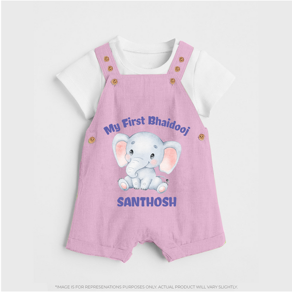 Cotton Dungaree Set | Custom Printed for First Raksha Bandhan - BABY PINK - 0 - 5 Months Old (Chest 18")