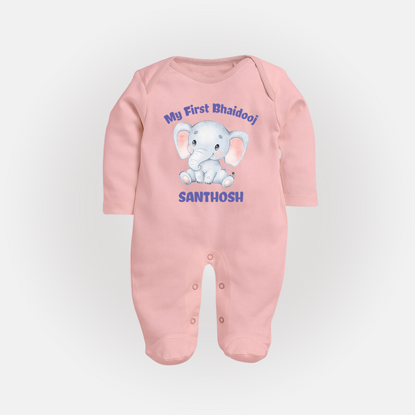 My First Bhai Dooj Baby Fullbody Suit - BABY PINK - New Born (Chest 7.5")