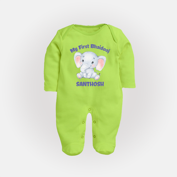 My First Bhai Dooj Baby Fullbody Suit - LIME GREEN - New Born (Chest 7.5")