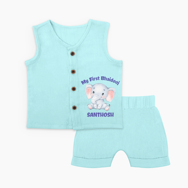 Cotton Jabla Set | Custom Printed for First Raksha Bandhan - BABY BLUE - 0 - 3 Months Old (Chest 9.8")