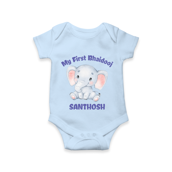 My First Bhai Dooj Baby Romper - BABY BLUE - New Born (Chest 14")