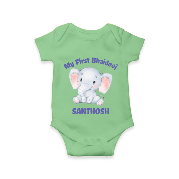 My First Bhai Dooj Baby Romper - GREEN - New Born (Chest 14")