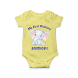 My First Bhai Dooj Baby Romper - PASTEL YELLOW - New Born (Chest 14")