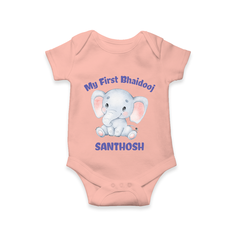Cotton Romper | Custom Printed for First Raksha Bandhan - PEACH - New Born (Chest 14")