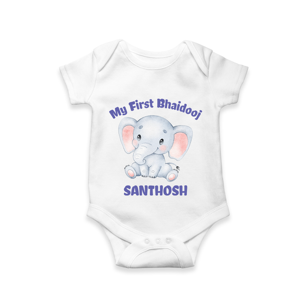 My First Bhai Dooj Baby Romper - WHITE - New Born (Chest 14")
