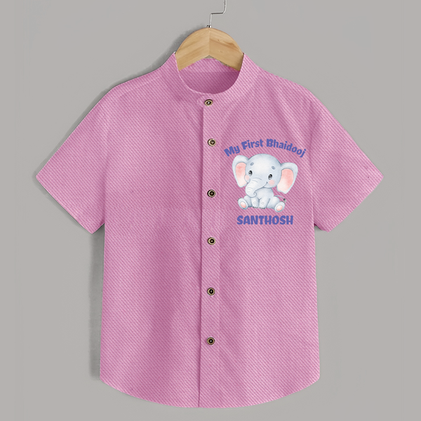 Cotton Shirt | Custom Printed for First Raksha Bandhan - BABY PINK - 0 - 6 Months Old (Chest 23")