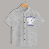 Cotton Shirt | Custom Printed for First Raksha Bandhan - GREY - 0 - 6 Months Old (Chest 23")
