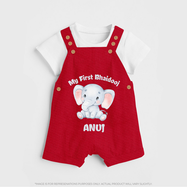 My First Bhai Dooj Baby Dungaree - RED - 0 - 5 Months Old (Chest 18")