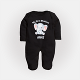 My First Bhai Dooj Baby Fullbody Suit - BLACK - New Born (Chest 7.5")