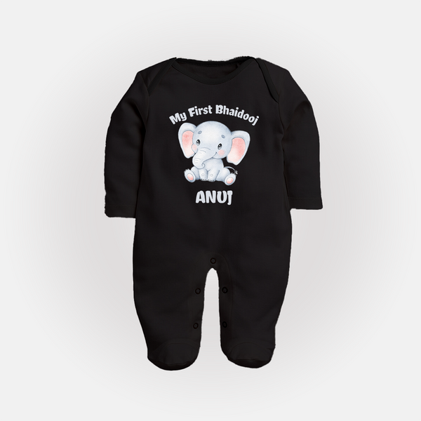 My First Bhai Dooj Baby Fullbody Suit - BLACK - New Born (Chest 7.5")