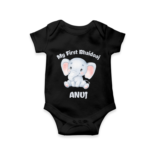 Cotton Romper | Custom Printed for First Raksha Bandhan - BLACK - New Born (Chest 14")