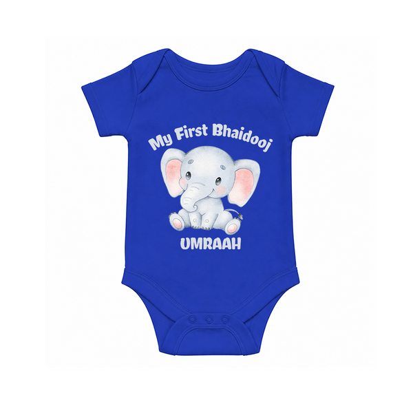 My First Bhai Dooj Baby Romper - COBALT BLUE - New Born (Chest 14")