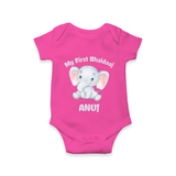 Cotton Romper | Custom Printed for First Raksha Bandhan - HOT PINK - New Born (Chest 14")