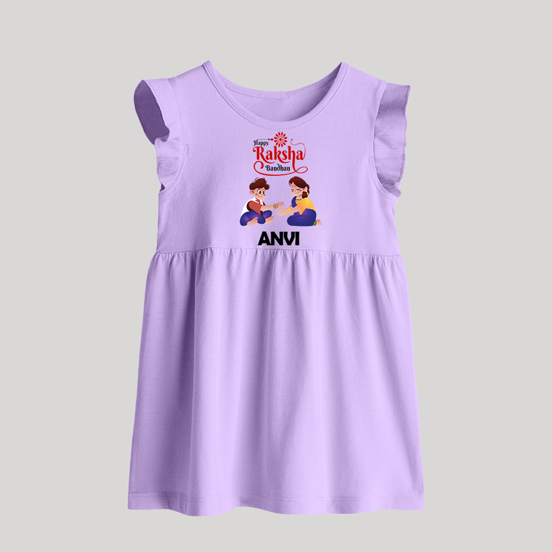 Happy Rakhi Baby Frock | Celebrate with Custom Babywear - LILAC - 0 - 3 Months Old (Chest 17")