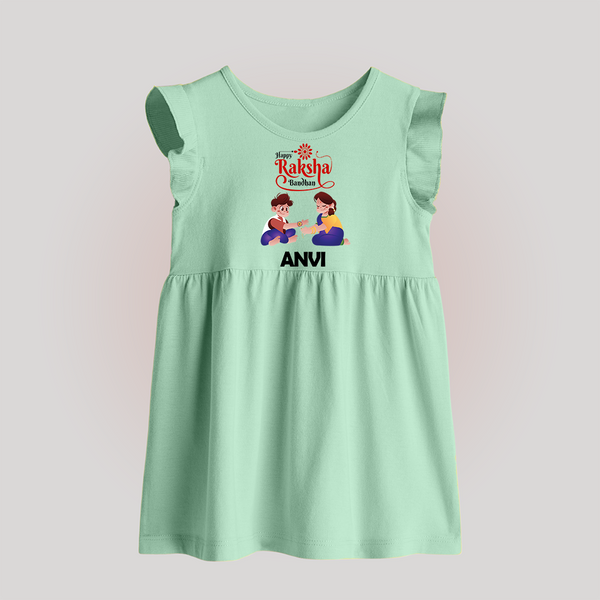 Happy Rakhi Baby Frock | Celebrate with Custom Babywear - MINT GREEN - 0 - 3 Months Old (Chest 17")