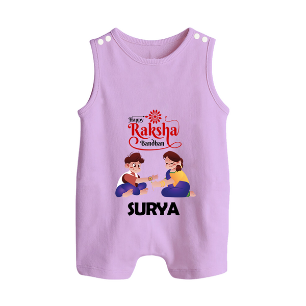 Happy Rakhi Rompersuit / Sleeveless Romper | Celebrate with Custom Babywear - LILAC - 0 - 5 Months Old (Chest 18")