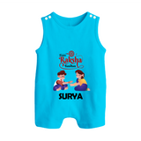 Happy Rakhi Rompersuit / Sleeveless Romper | Celebrate with Custom Babywear - SKY BLUE - 0 - 5 Months Old (Chest 18")