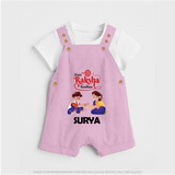 Happy Rakhi Dungaree Set | Celebrate with Custom Babywear - BABY PINK - 0 - 5 Months Old (Chest 18")
